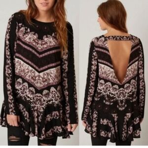 NWT Free People Smooth Talker Printed Open-Back Tunic